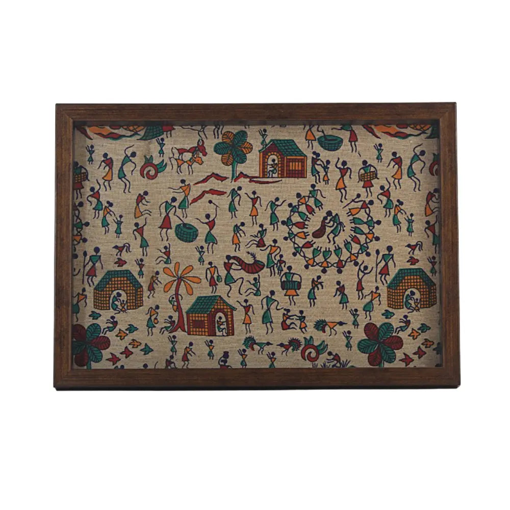Wooden Tray (Warli Art Print) (1)